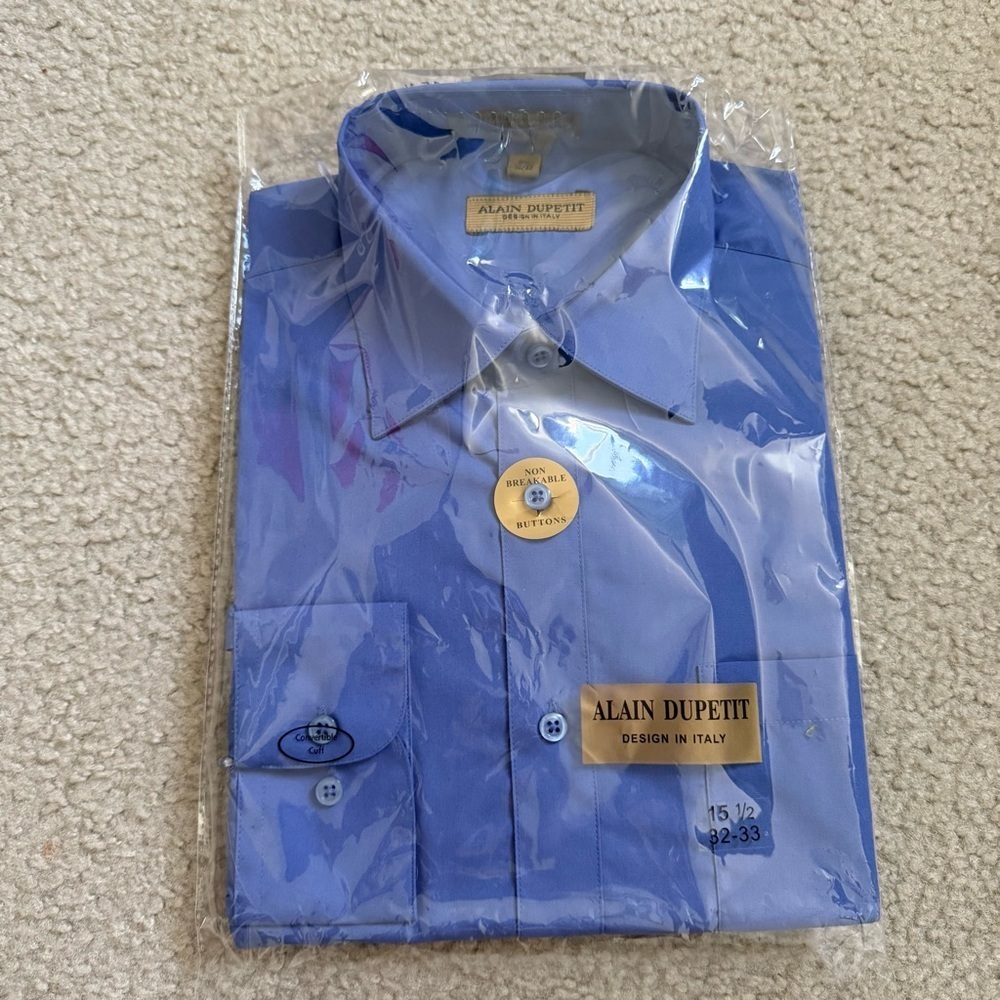 Alain Dupetit Blue Long Sleeve Dress Shirt Mens Medium Nwt — image 3 of 3